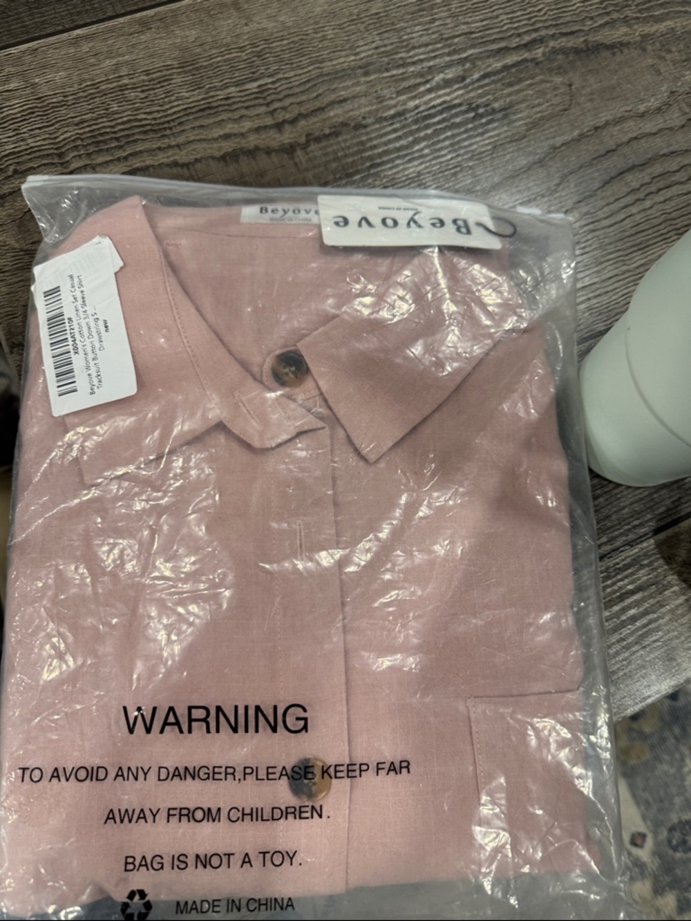 Beyove Pink Linen-Blend Shirt and shorts